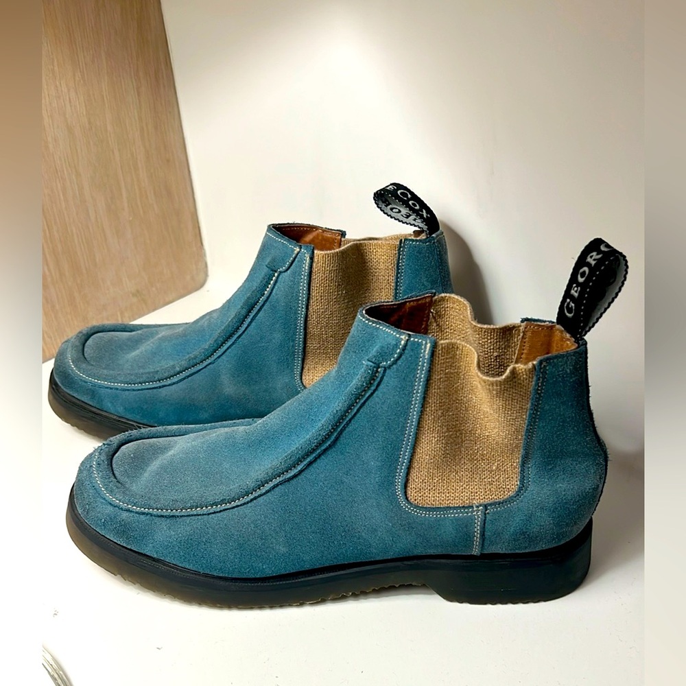 Fantastic George Cox slip- on Blue Suede Men's Chelsea Boots. Size 11